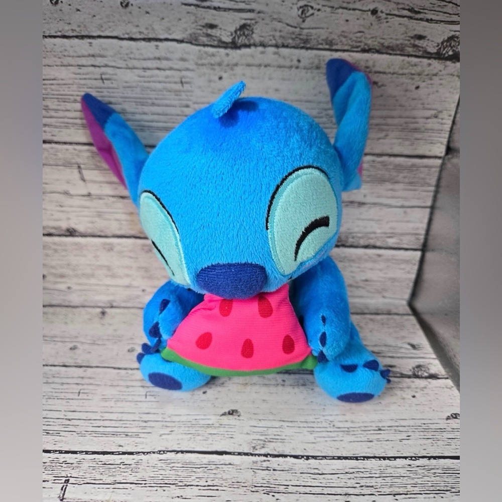 Disney Just Play Stitch Eating Watermelon 6” Plush Stuffed Animal Toy Blue Alien